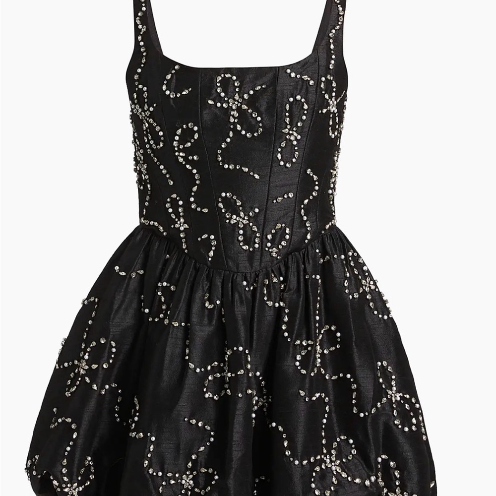 Altar'd State Black Mini Dress with Pearl Accents